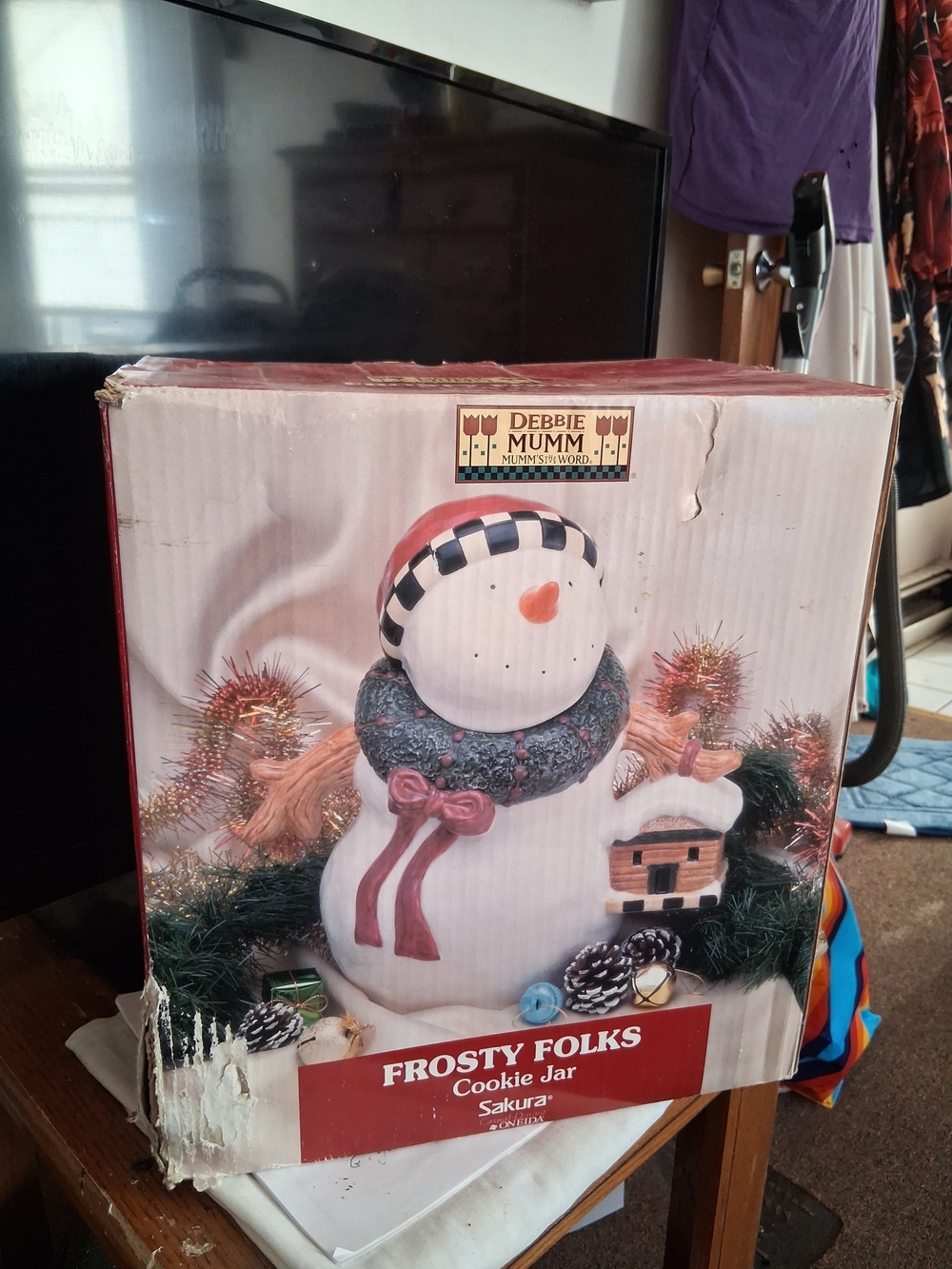 Frosty Folks Sakura Cookie Jar - White and Red Snowman